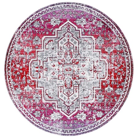 Safavieh Skyler Power Loomed Round Rug; Red & Ivory - 6 ft. 7 in. x 6 ft. 7 in. SKY101Q-6R